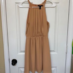 Peach pleated high neck dress